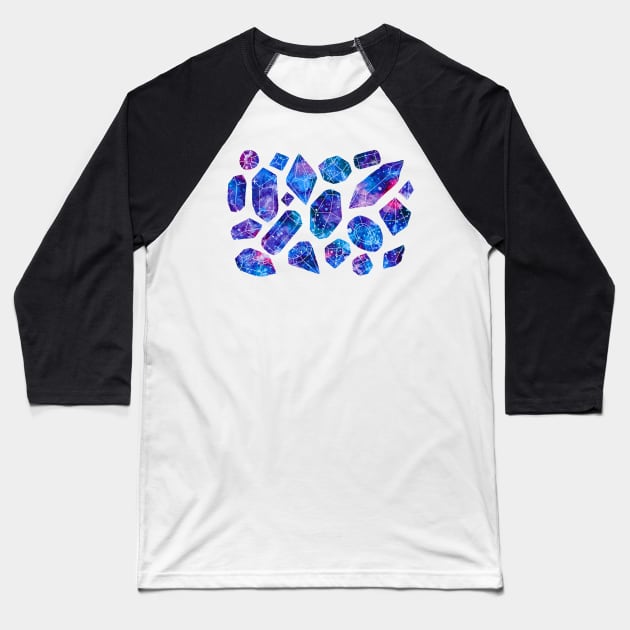 Galaxy crystals Baseball T-Shirt by runlenarun